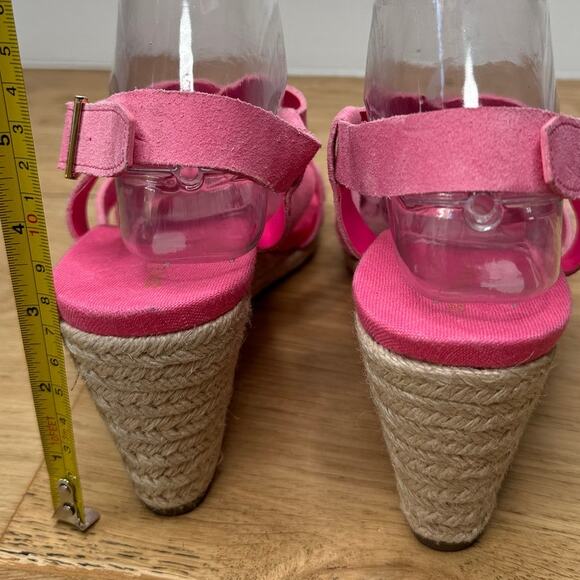 NEW Cole Haan Pink Crystal Wedge Suede Leather Espadrille Strap Sandal, Size 9.5 - Picture 5 of 9